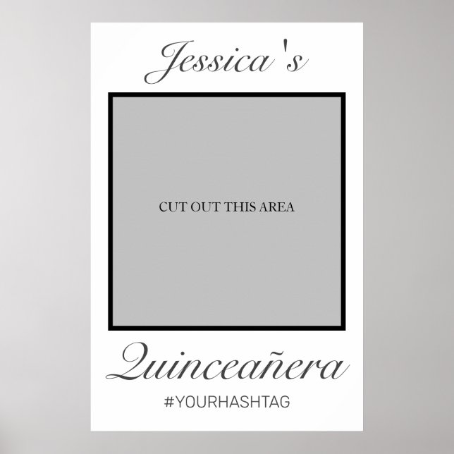 Modern Minimalist White Quinceañera Photo Prop Poster (Front)