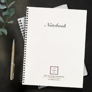 Modern Minimalist White Red Border Logo Business Notebook
