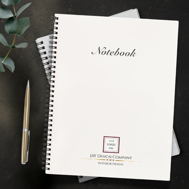 Modern Minimalist White Red Border Logo Business Notebook (Creator Uploaded)