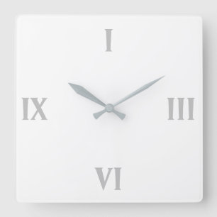 Modern Minimalist White Roman Numbered Square Wall Clock