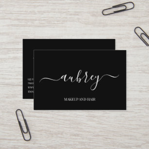 Modern minimalist white script  Black Business Card