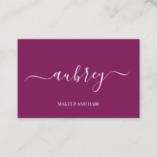 Modern minimalist white script Purple Business Card