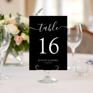 Modern Minimalist White Script Wedding Table Number