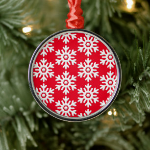 Modern minimalist white snowflake red metal tree decoration