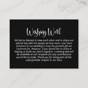 Modern Minimalist White Text Black Wishing Well Enclosure Card