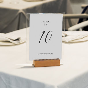 Modern Minimalist White Wedding Calligraphy Table Number