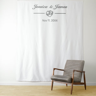 Modern Minimalist White Wedding Photo Background Tapestry
