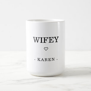 Modern Minimalist "WIFEY" Custom Name Coffee Mug