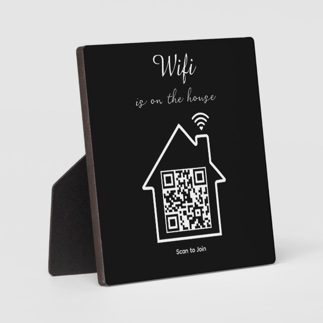 Modern Minimalist WiFi QR Code Tabletop Plaque (Front)