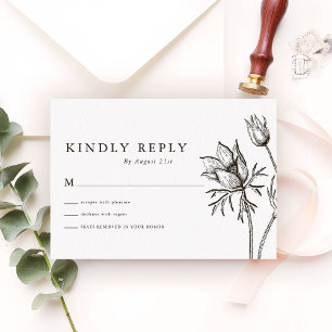 Modern Minimalist Wildflower Wedding Kindly Reply RSVP Card