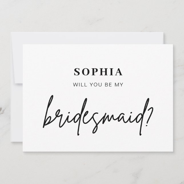 Modern minimalist Will you be my bridesmaid card (Front)