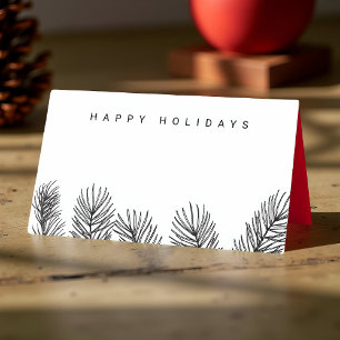 Modern Minimalist Winter Foliage Holiday Place Card