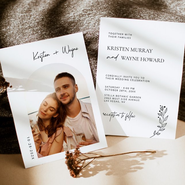 Modern Minimalist with Photo Wedding Invitation (Creator Uploaded)