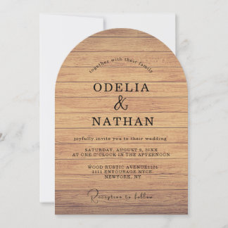 Modern Minimalist Wooden Texture Wedding Invitation