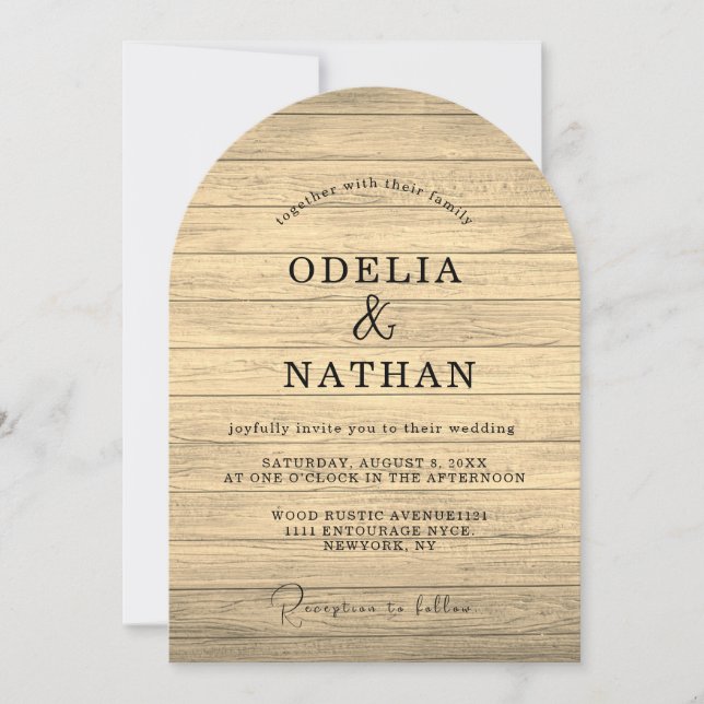 Modern Minimalist Wooden Texture Wedding Invitation (Front)