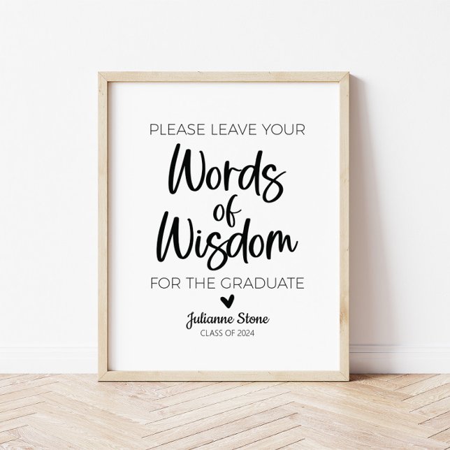 Modern Minimalist Words of Wisdom Graduate Sign (Creator Uploaded)