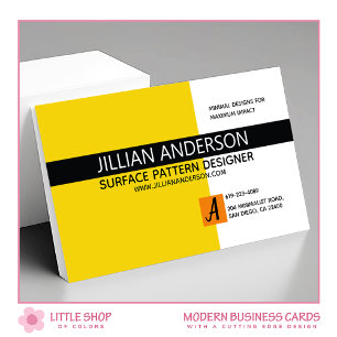 Modern Minimalist Yellow and Black Business Card