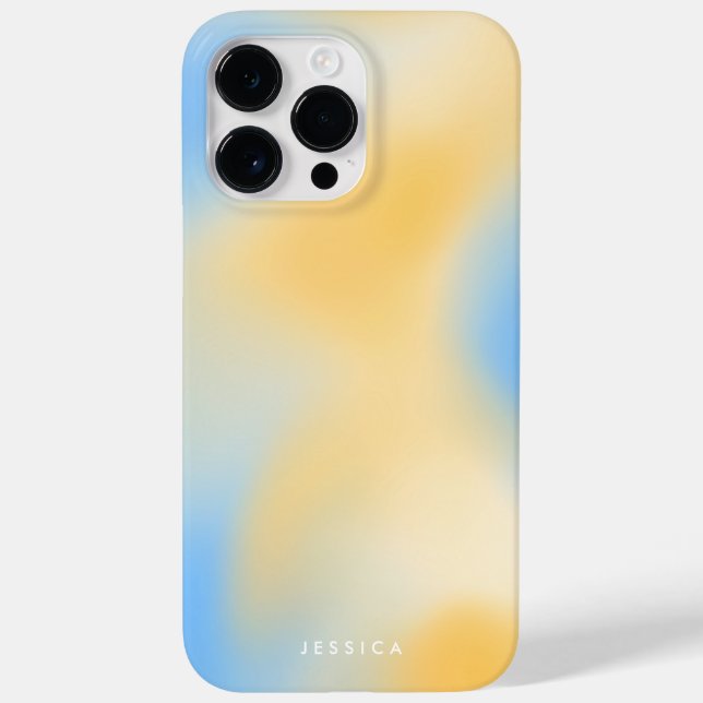 Modern Minimalist Yellow Blue Gradient Colour Case-Mate iPhone Case (Back)
