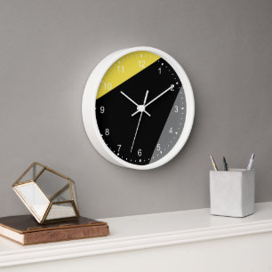 Modern Minimalist Yellow Grey Black Large Clock