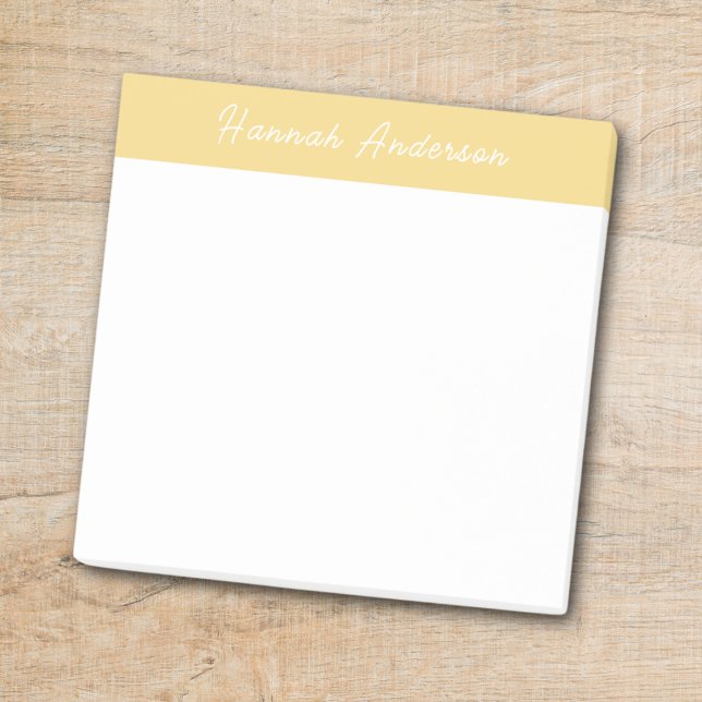 Modern Minimalist Yellow Monogram Full Name Post-it Notes (Creator Uploaded)