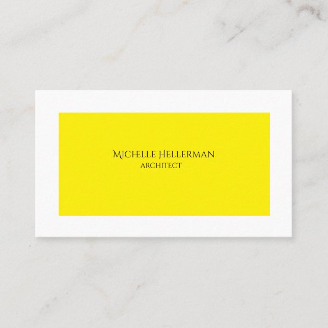 Modern Minimalist Yellow Professional Business Card (Front)