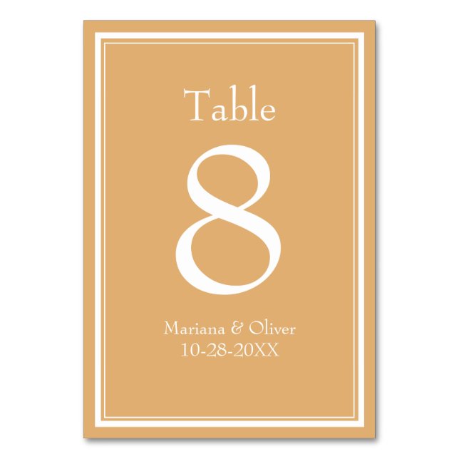 Modern Minimalist Yellow Table Number (Front)