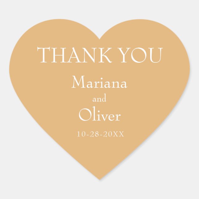 Modern Minimalist Yellow Wedding Heart Sticker (Front)