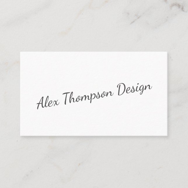 Modern Minimalistic Black and White Script Business Card (Front)