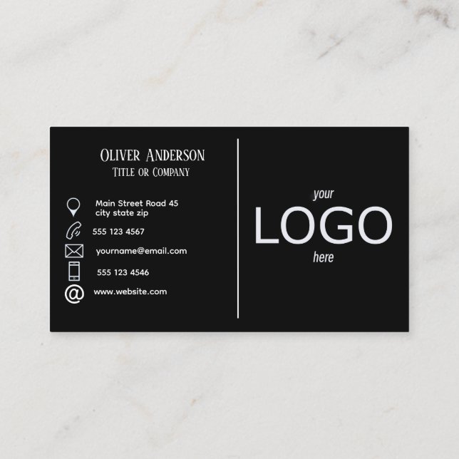 Modern minimalistic black & white logo  business c card (Back)