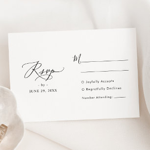 Modern Minimalistic Black & White Wedding RSVP Card