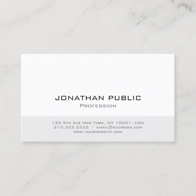 Modern Minimalistic Chic Sleek Plain Professional Business Card (Front)