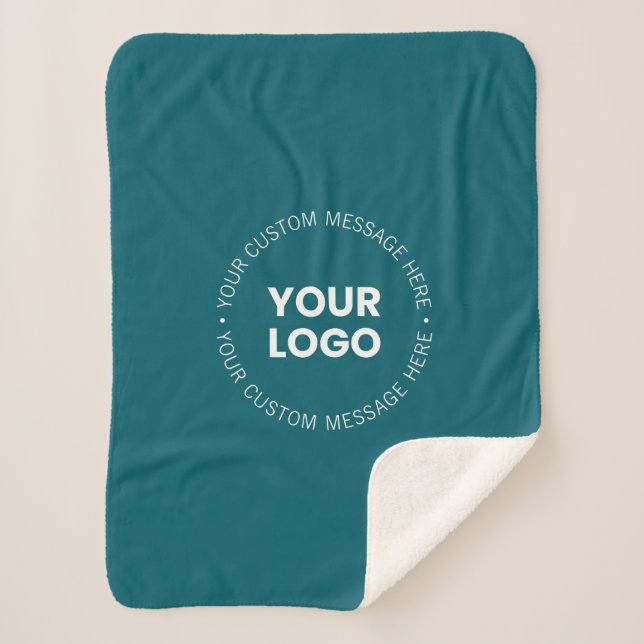 Modern Minimalistic Company Logo | Dark Teal  Sherpa Blanket (Front)