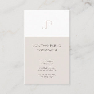Modern Minimalistic Design Monogram Plain Trendy Business Card