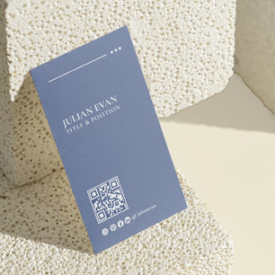 Modern Minimalistic Dusty blue Healthcare QR Code Business Card