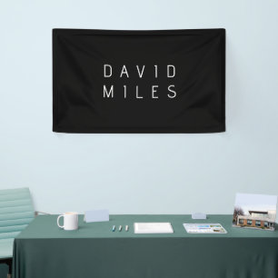 Modern Minimalistic Editable Name   Black & White Banner