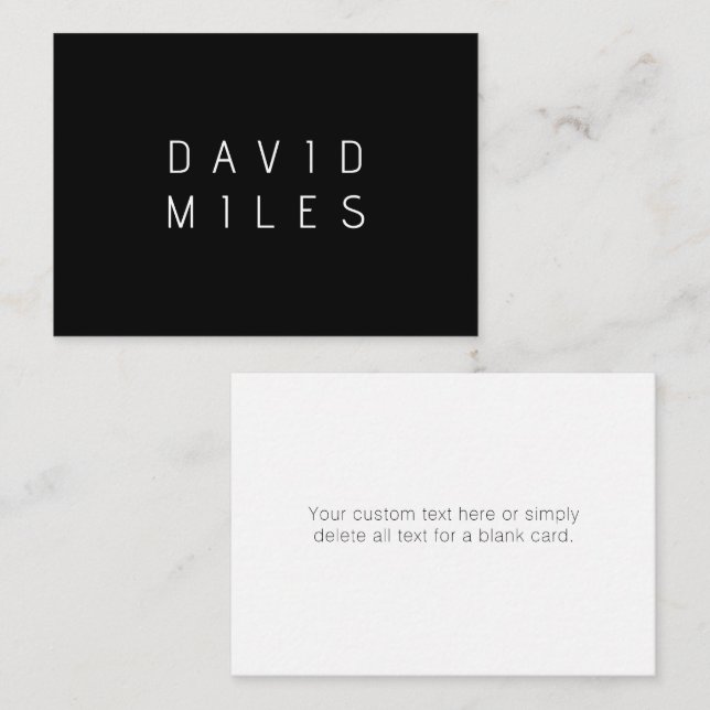 Modern Minimalistic Editable Name | Black & White Card (Front/Back)
