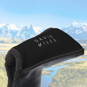 Modern Minimalistic Editable Name Black & White Golf Head Cover