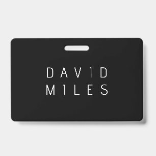 Modern Minimalistic Editable Name   Black & White ID Badge