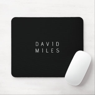 Modern Minimalistic Editable Name   Black & White Mouse Pad