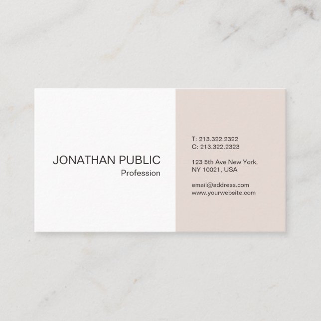 Modern Minimalistic Elegant Design Trendy Plain Business Card (Front)