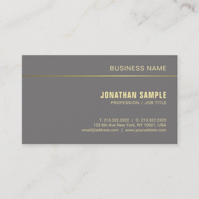 Modern Minimalistic Elegant Gold Plain Chic Luxury Business Card (Front)