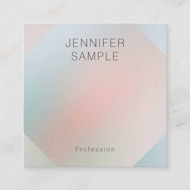 Modern Minimalistic Elegant Pastel Colours Templat Square Business Card (Front)