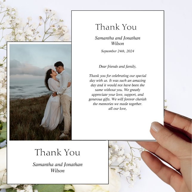 Modern Minimalistic Elegant Photo Thank You Card (Creator Uploaded)