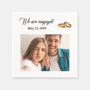 Modern minimalistic engagement personalised photo napkin