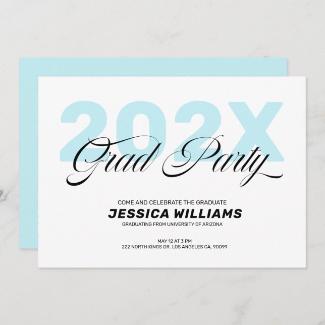 Modern minimalistic Grad Party Invitation (Front/Back)