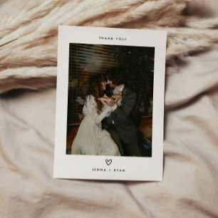Modern Minimalistic Heart Wedding Couple Thank You Card