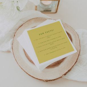 Modern Minimalistic Lemon Yellow Wedding Fun Facts Napkin