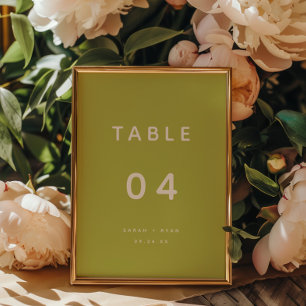 Modern Minimalistic Lime Green Wedding Table Number
