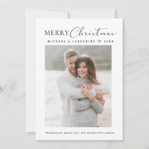 Modern Minimalistic Merry Christmas couple photo Holiday Card