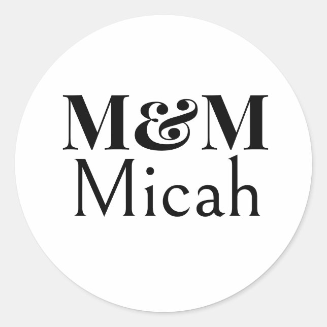 Modern Minimalistic Monogram Modern Luxury Elegant Classic Round Sticker (Front)